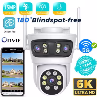 Telecamera da esterno Wi-Fi BESDER da 15MP con tracciamento automatico, supporto multi schermo, zoom digitale 5X PTZ
