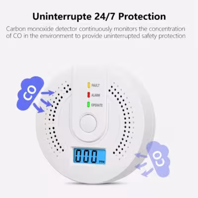 Sensor detector de monóxido de carbono con pantalla LCD y alarma sonora