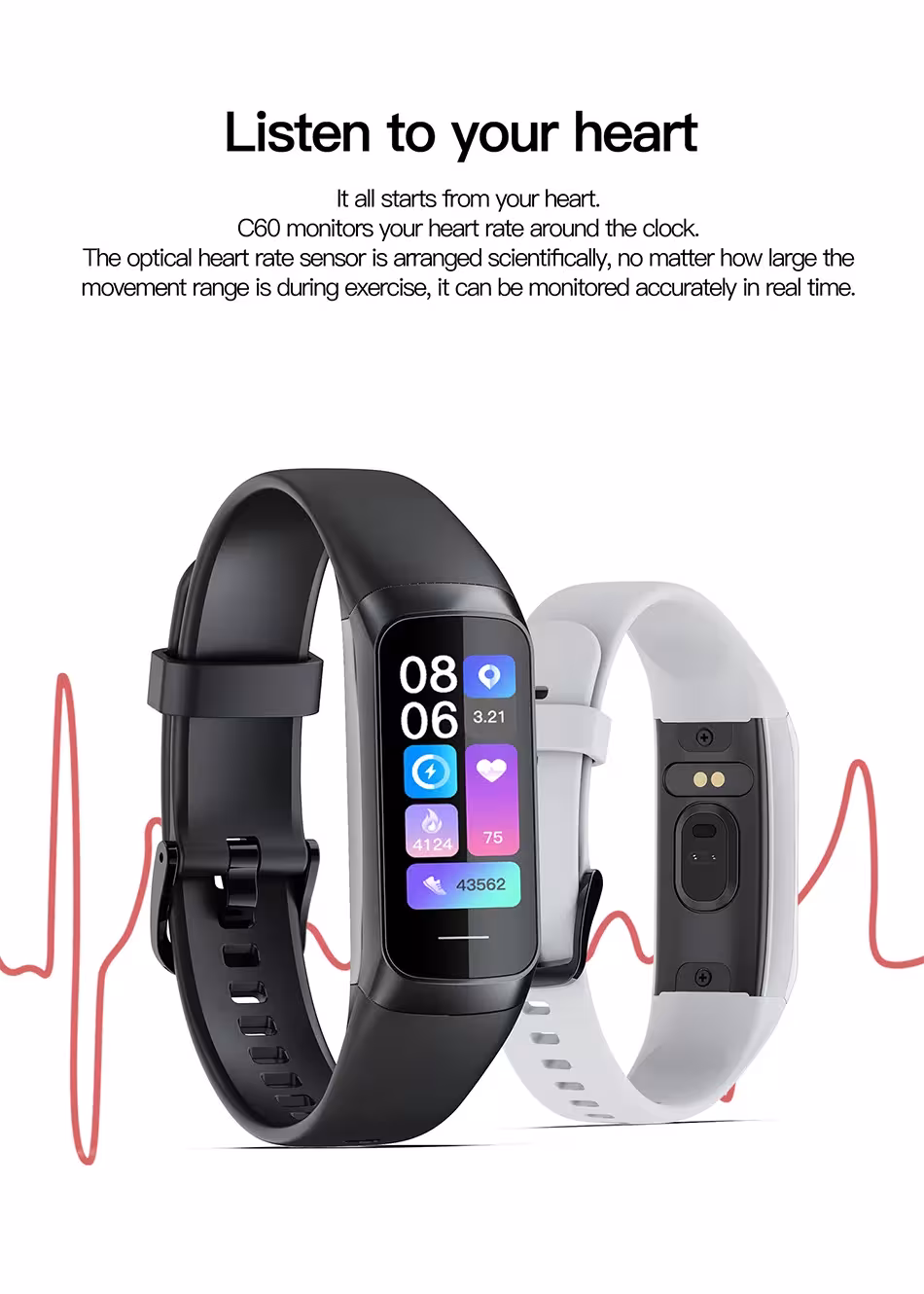 horloge intelligente avec fréquence cardiaque
