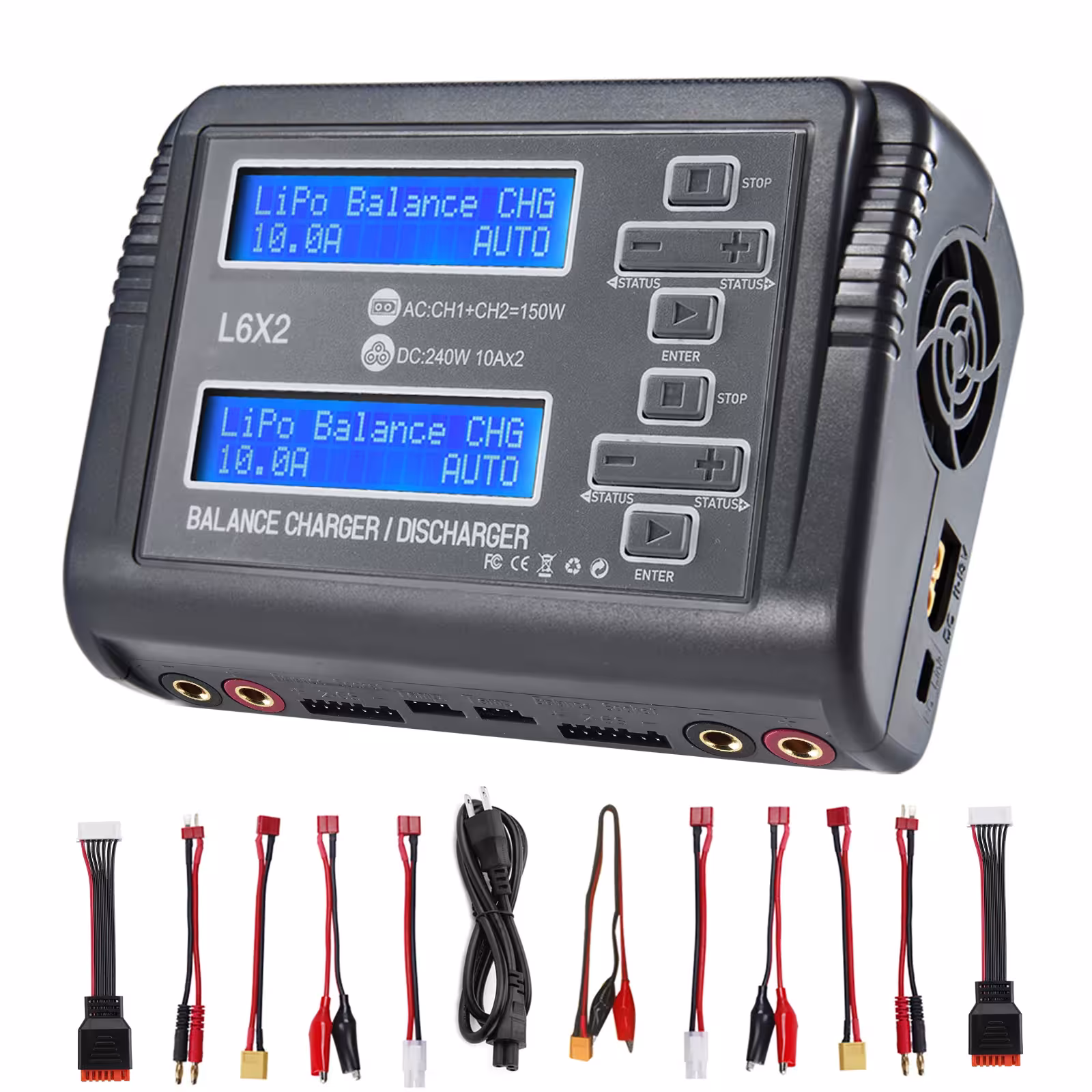 L6X2 LiPo Batterieladegerät Dual Channel 10A 150W 240W