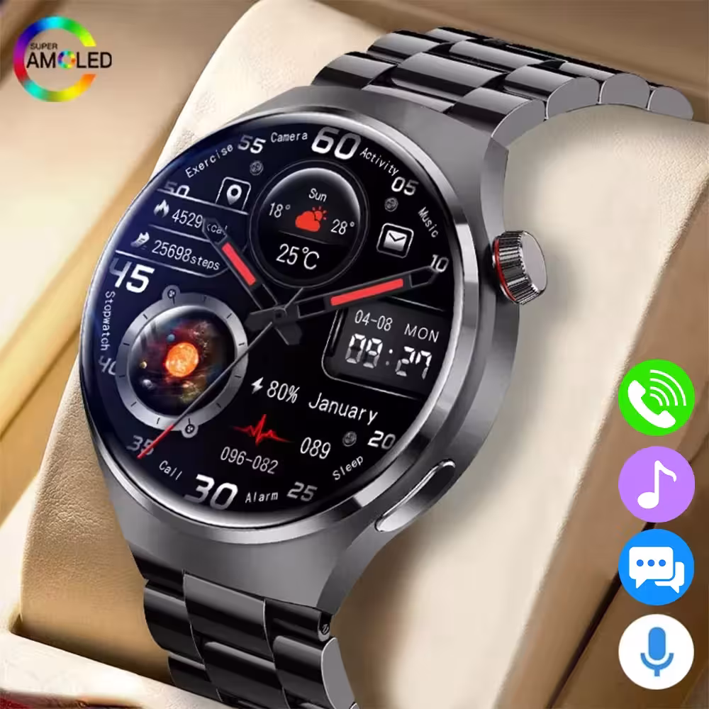 Montre intelligente G.L Wear 2025 avec écran HD pour le suivi de la santé, appels Bluetooth