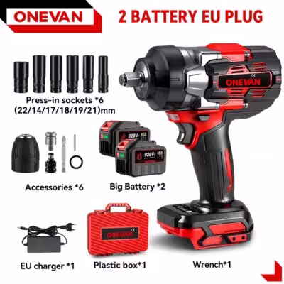 Llave de impacto eléctrica sin escobillas 2800 N.M 5 velocidades 2800W inalámbrica