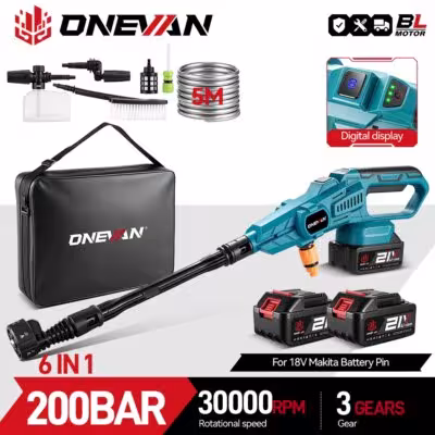 ONEVAN 200Bar 3500W cordless electric high-pressure washer gun for Makita 18V battery