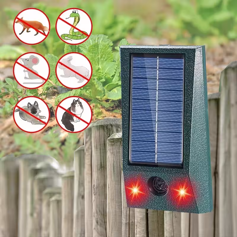 Solar-powered ultrasonic LED light animal repairer IP66