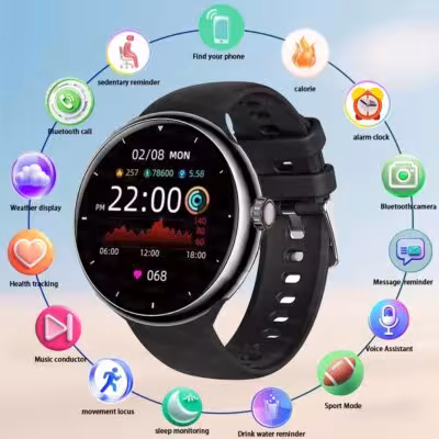 Išmanusis laikrodis 1.5 colio ekranu Bluetooth skambučiais ir fitneso stebėjimu