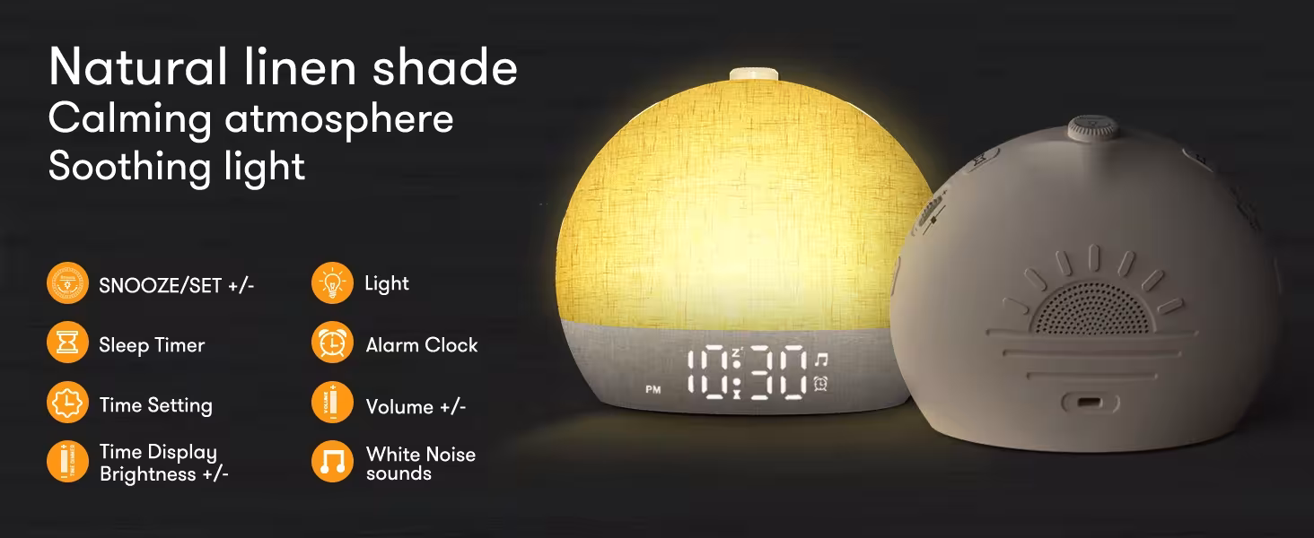 alarm clock with light and white noise