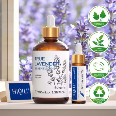 Huile essentielle de lavande HIQILI 100ML pour diffuseur, aromathérapie, massage et fabrication de bougies.