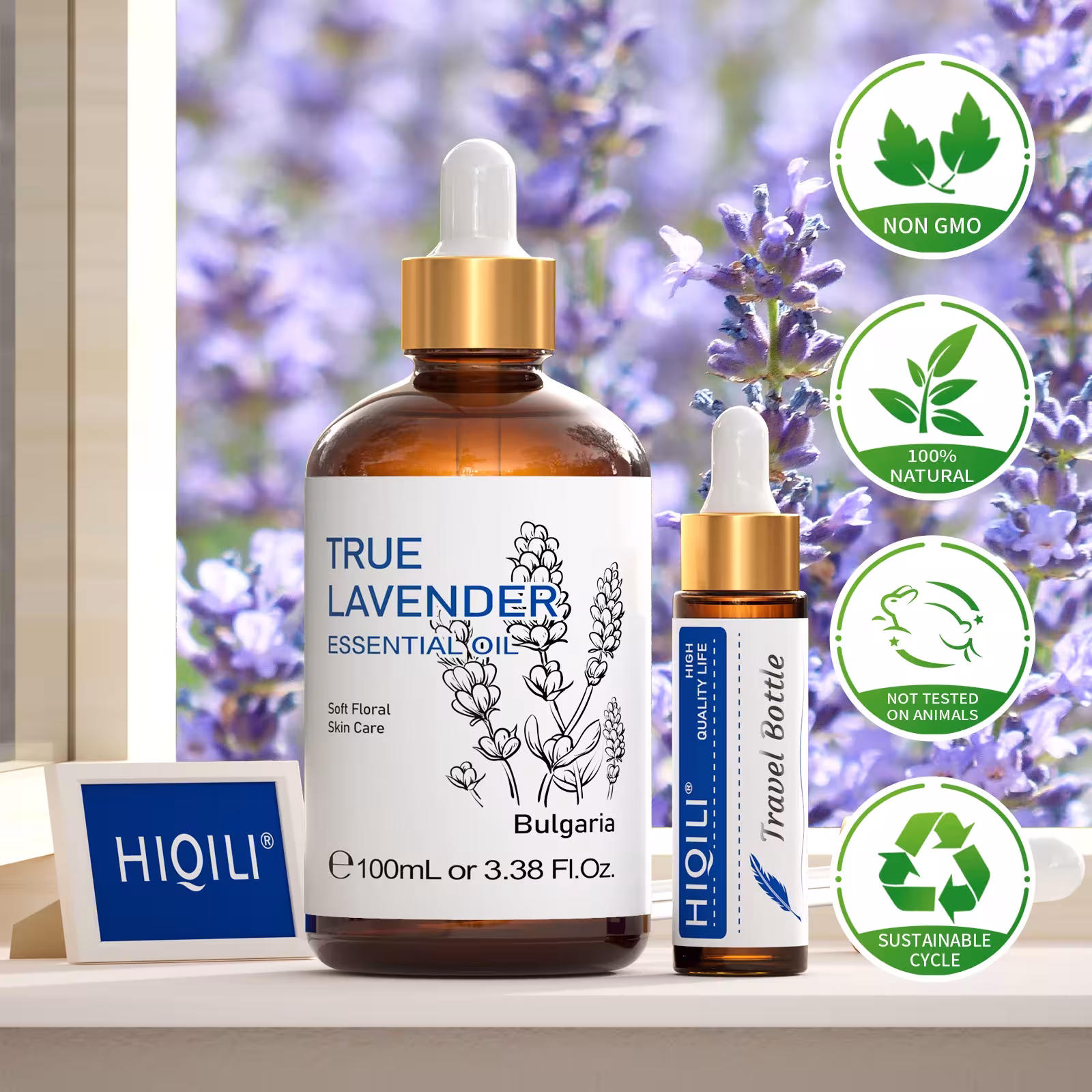 Aceite esencial de lavanda HIQILI 100ML para difusores, aromaterapia, masajes y fabricación de velas