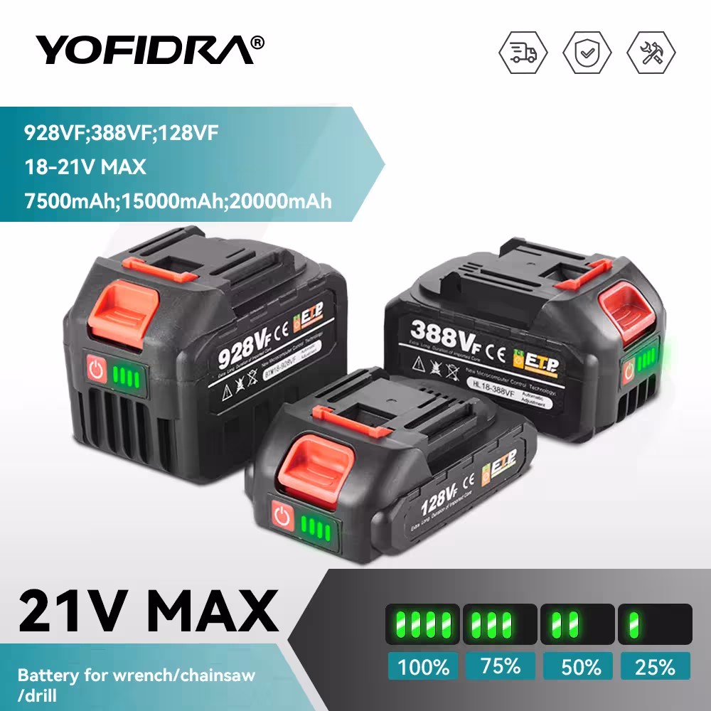 YODIDRA 22500mAh 15000mAh Lithium Batterie ion pour outil électrique 18V