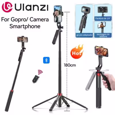 Ulanzi MA09 1,8 m Perche à selfie Trépied pour iPhone 16 15 Android avec télécommande