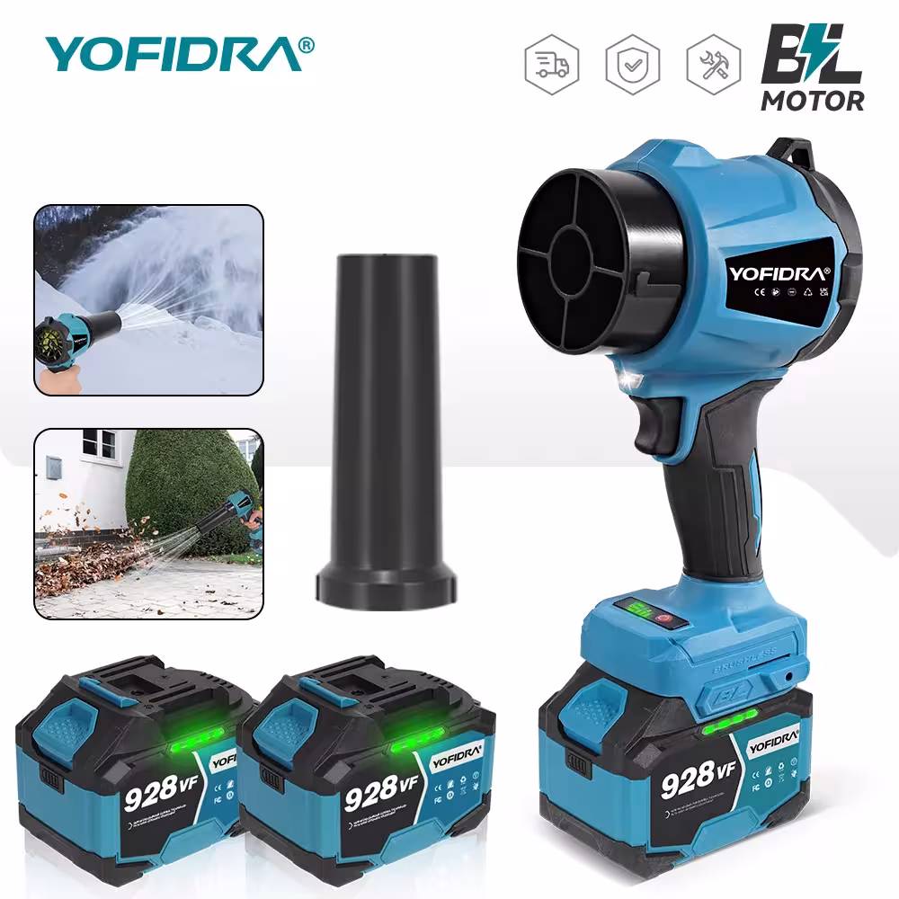 YOFIDRA 330000RPM Souffleur à air électrique sans balais turbo 350M/S pistolet à air portatif pour Makita 21V