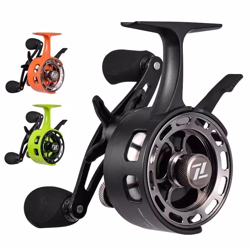 Carrete de pesca en hielo con rodamiento grande 3+1 carrete de metal de giro libre