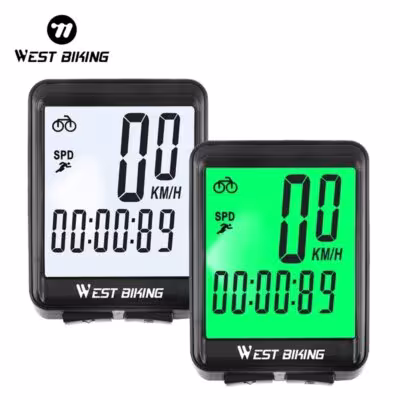 WEST BIKING Ciclocomputer Wireless Impermeabile con Tachimetro LED MTB Contachilometri Retroilluminazione Verde Bianca