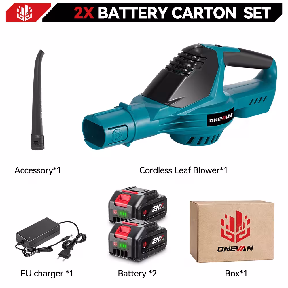 ONEVAN 5500W Soffiatore d'aria wireless per batteria Makita 18V pulizia foglie e neve