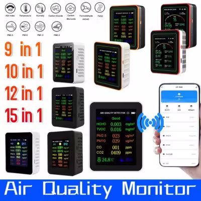 Monitor di qualità dell'aria Digital 9 in 1 rilevatore HCHO TVOC PM2.5 AQI CO2