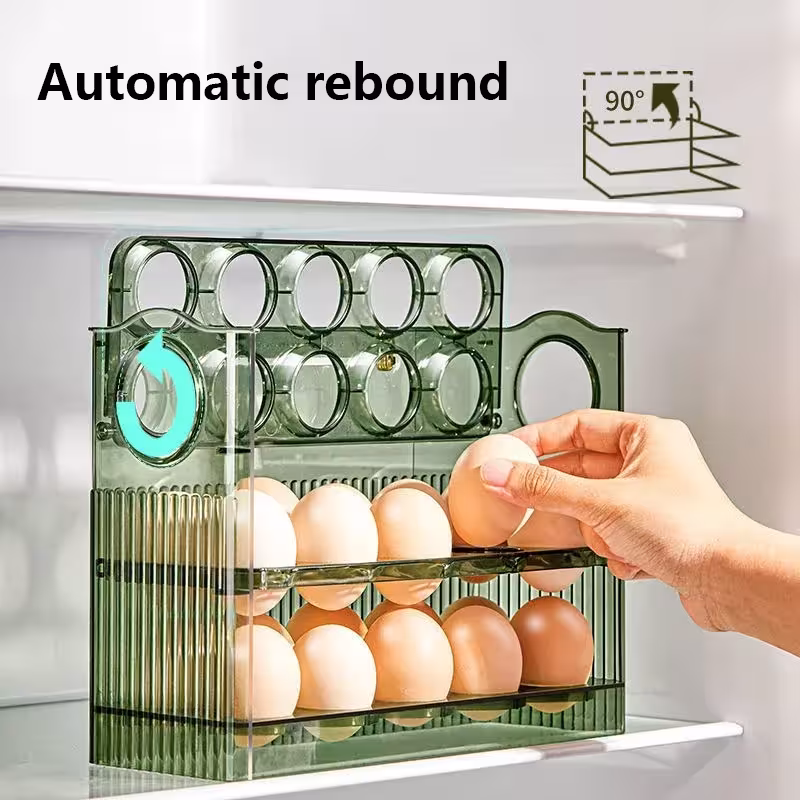 Egg storage box for refrigerator green color food organizer