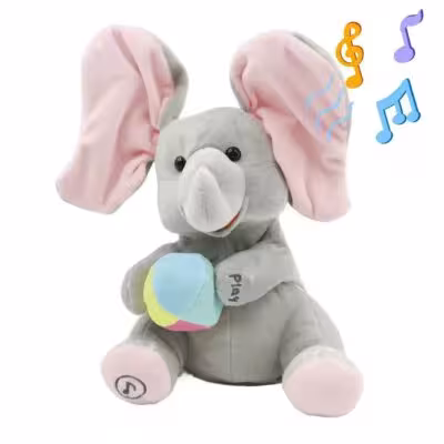 Elephant toy with movable ears and songs for babies from 3 to 12 months