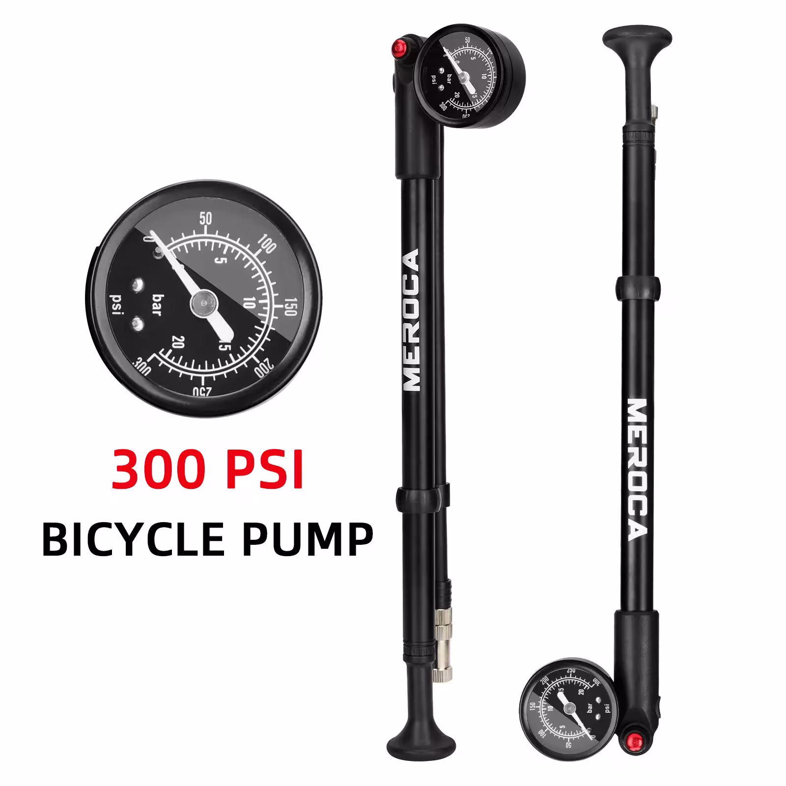 MEROCA bicycle air pump 300psi for air pressure for shock absorbers