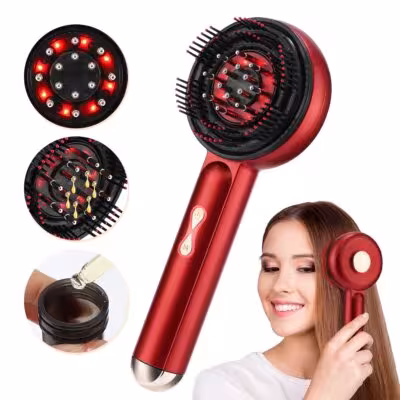 Peigne de massage électrique avec lumière rouge pour la croissance des cheveux et le cuir chevelu pour le massage