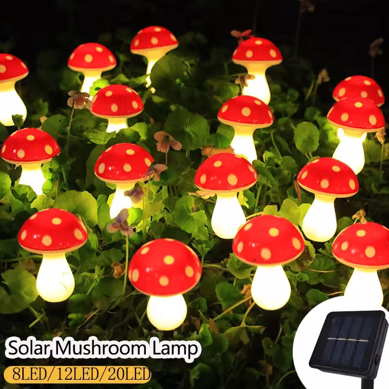 Lampes solaires à LED souterraines - champignons rouges