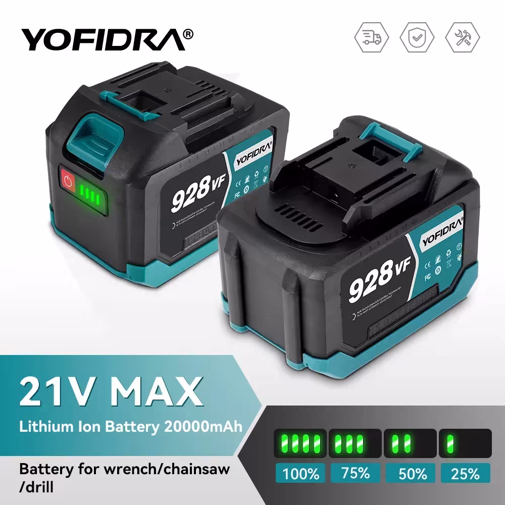 YODIDRA 388VF 928VF Load Litio Battery 22500mAh 15000mAh For Electric Tool