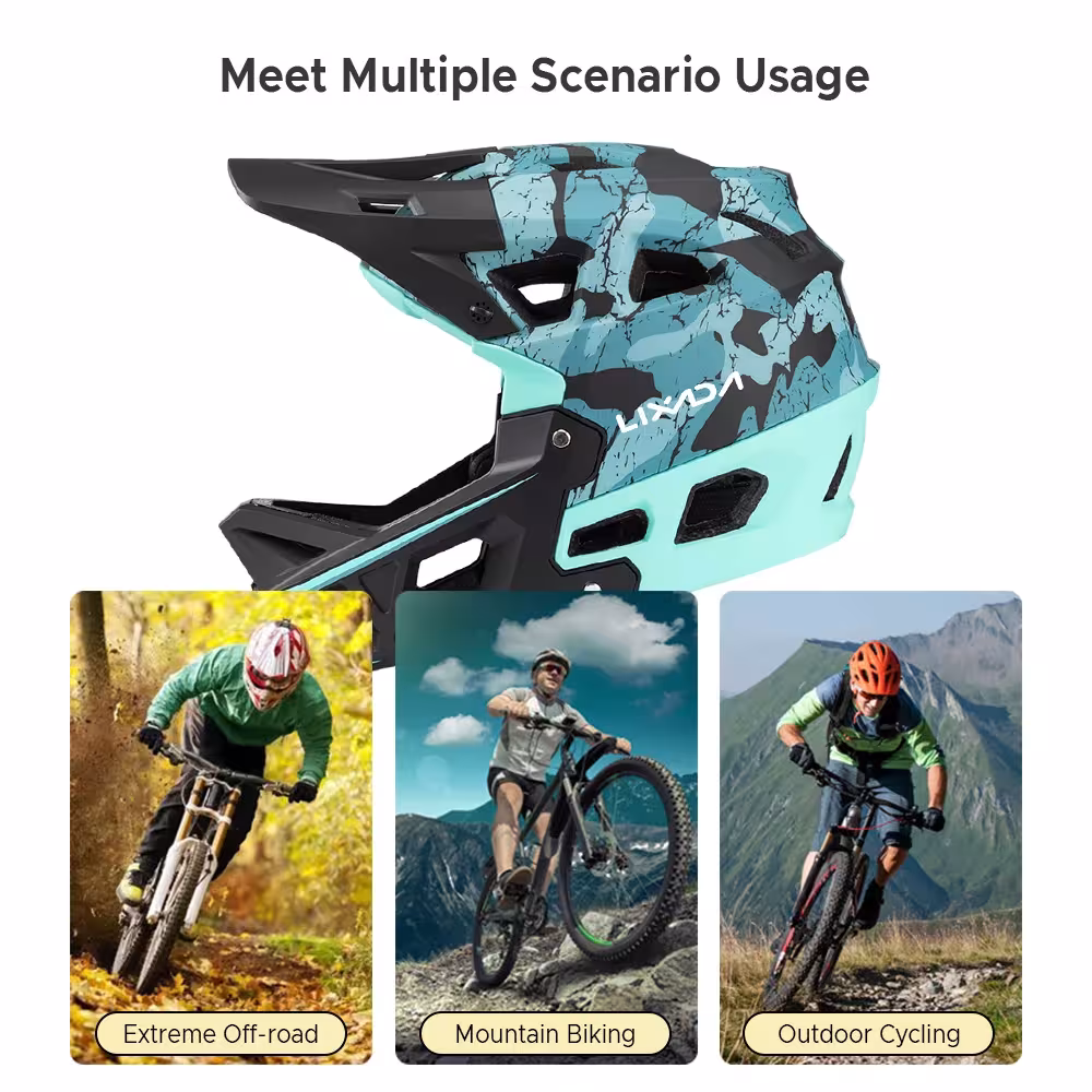 kask rowerowy z pełną twarzą