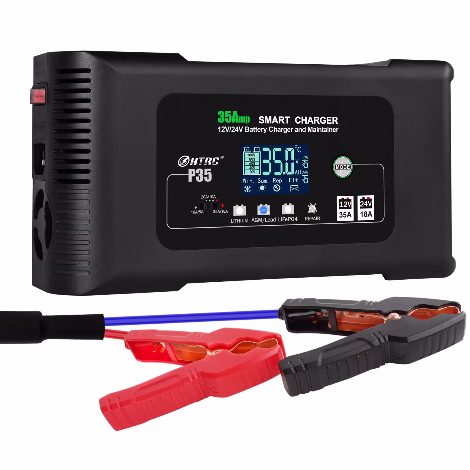 HTRC 12V/35A 24V/18A Automatinis Akumuliatoriaus Įkroviklis Automobiliui Motociklui