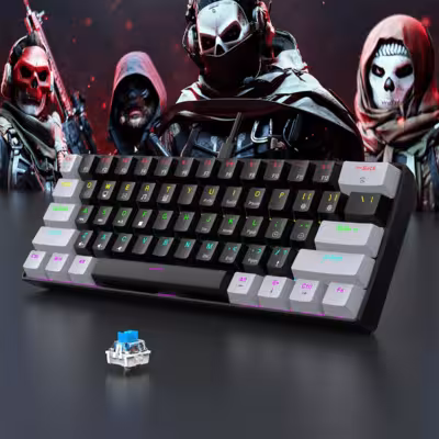 60% cavo giochi tastiera meccanica RGB LED illuminazione compatta