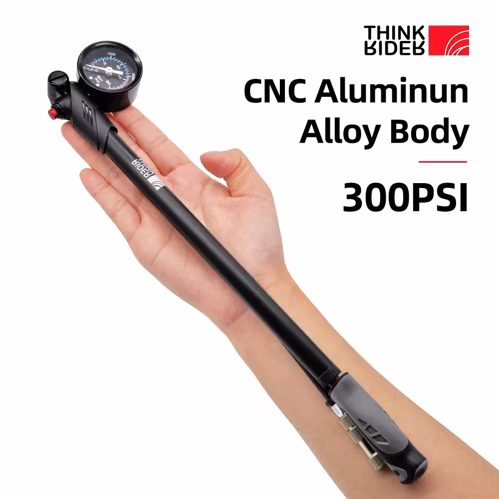 ThinkRider Portable High Pressure 300psi Bicycle Air Pump with Pressure Gauge