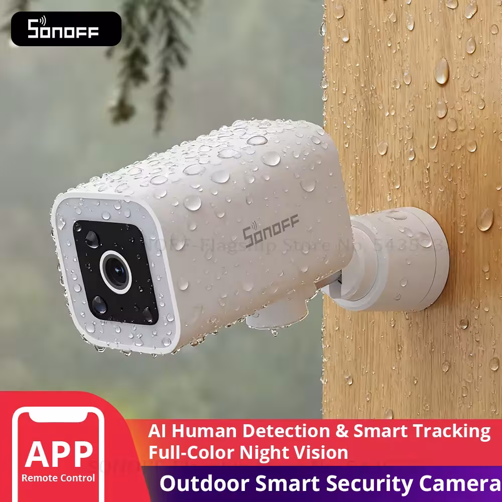 Telecamera di sicurezza per esterni SONOFF CAM-B1P 2K HD con rilevamento umano tramite intelligenza artificiale IP65