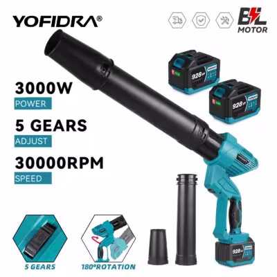 YOFIDRA 3000W soplador de aire eléctrico 2 en 1 ventilador de turbina para hojas y escombros
