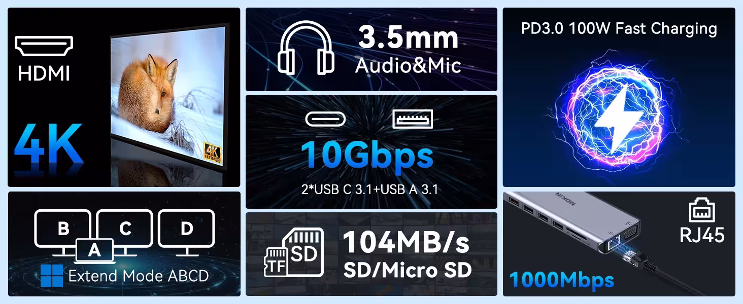 USB Type-C lizdas 14in1