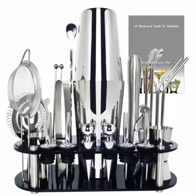Cocktail shaker bar tool set 750ml 600ml with stand