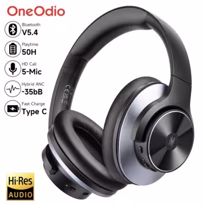 Auriculares inalámbricos Oneodio A10 Bluetooth 5.4 con supresión de ruido activa y audio Hi- Reg