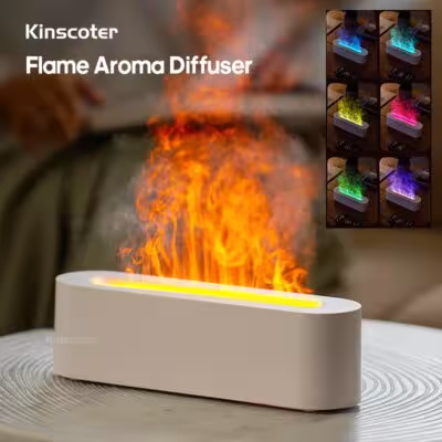 KINSCOTER aromų difuzorius su liepsnos efektu LED šviesa oro drėkintuvas