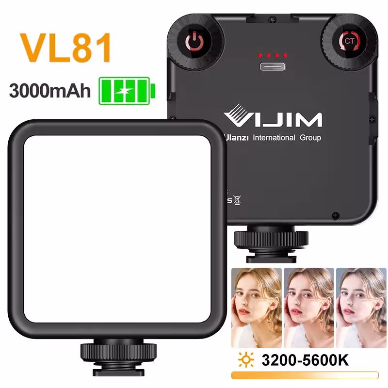 Ulanzi VIJIM VL81 LED vaizdo šviesa 3200-5600K su 3000mAh baterija