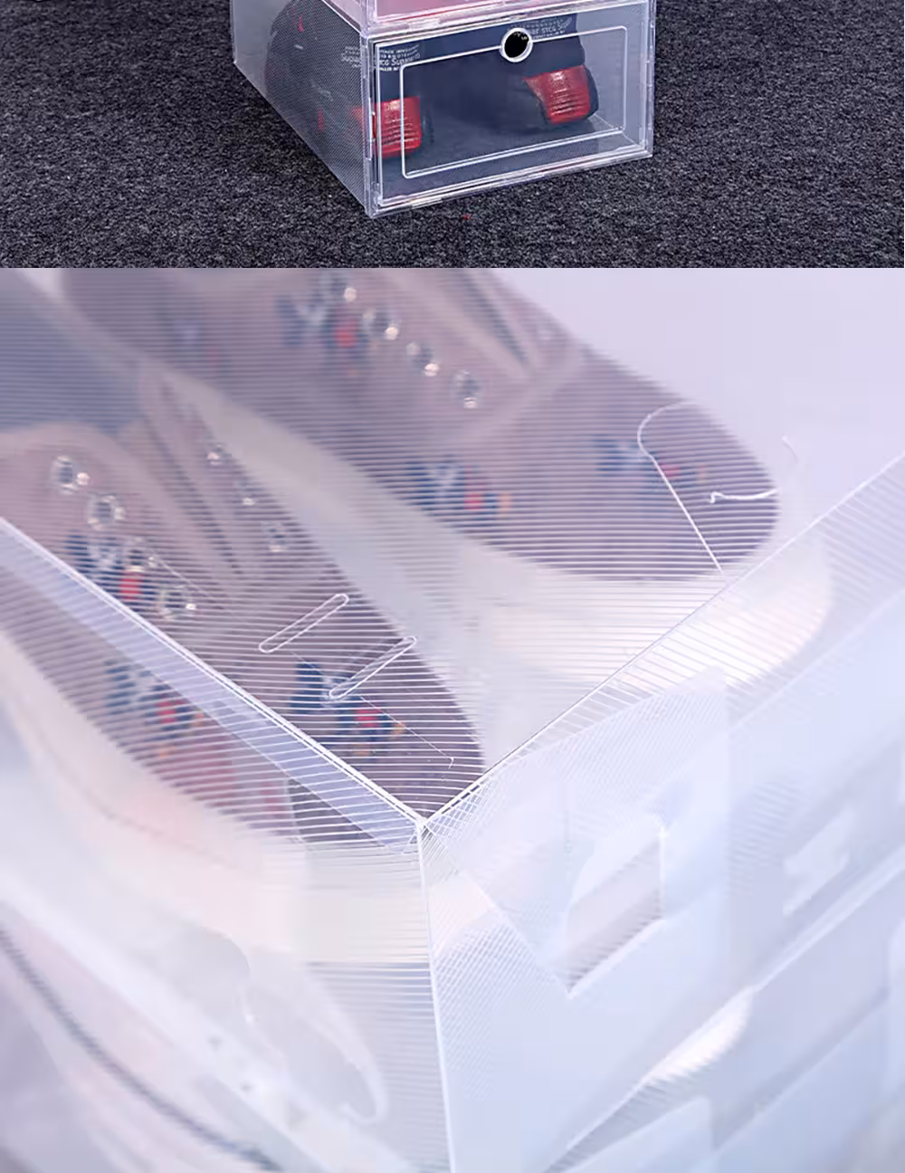 scatola trasparente per scarpe