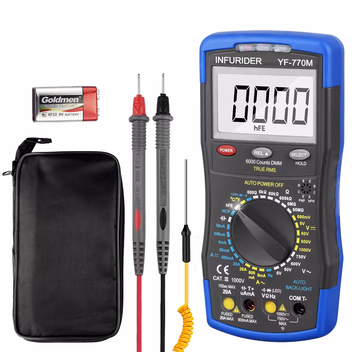 • Tenez HP-770M Détecteur RMS automatique multimètre numérique AC / DC