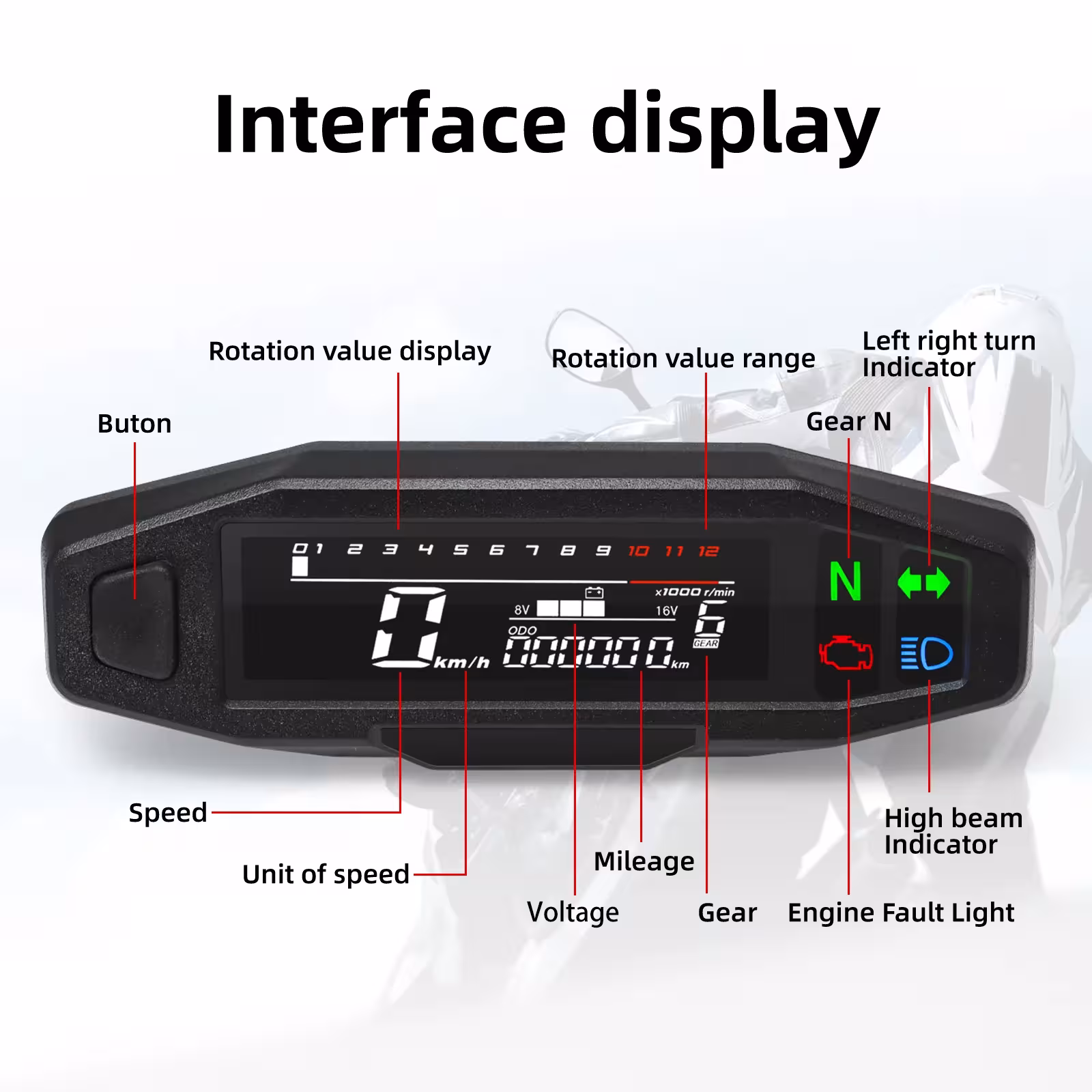 motorcycle speedometer LED