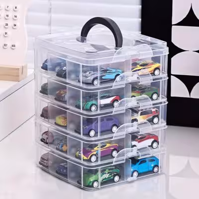 1 unidad. Caja de almacenamiento de juguetes minimalista y transparente, con protección contra el polvo y la humedad.