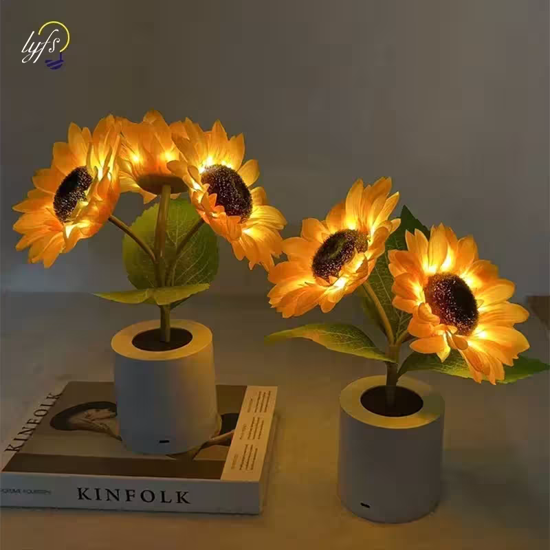 Sunflower-shaped LED night light with USB charging