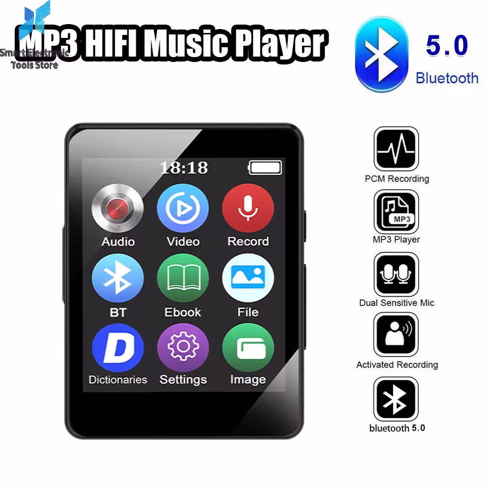Lecteur MP3 portable Bluetooth 5.0 avec écran de 1,77 pouce pour le sport