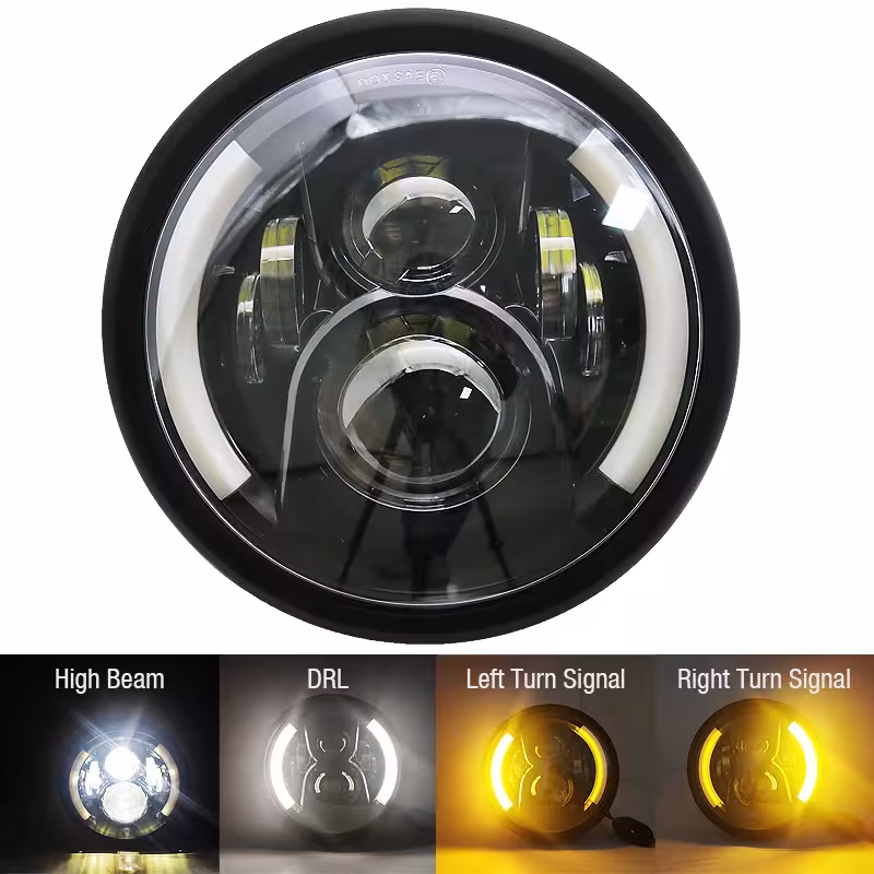 7 inch LED Headlights Halo DRL for Harley Motorcycles Heritage Softail Road King