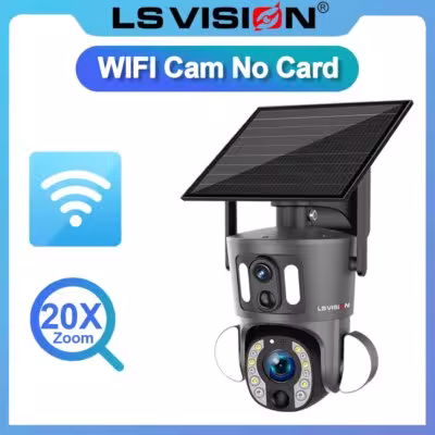 LS VISION 4G Fotocamera di sicurezza dell'energia solare 20X Zoom 8MP WiFi PTZ Dual Obiettivo