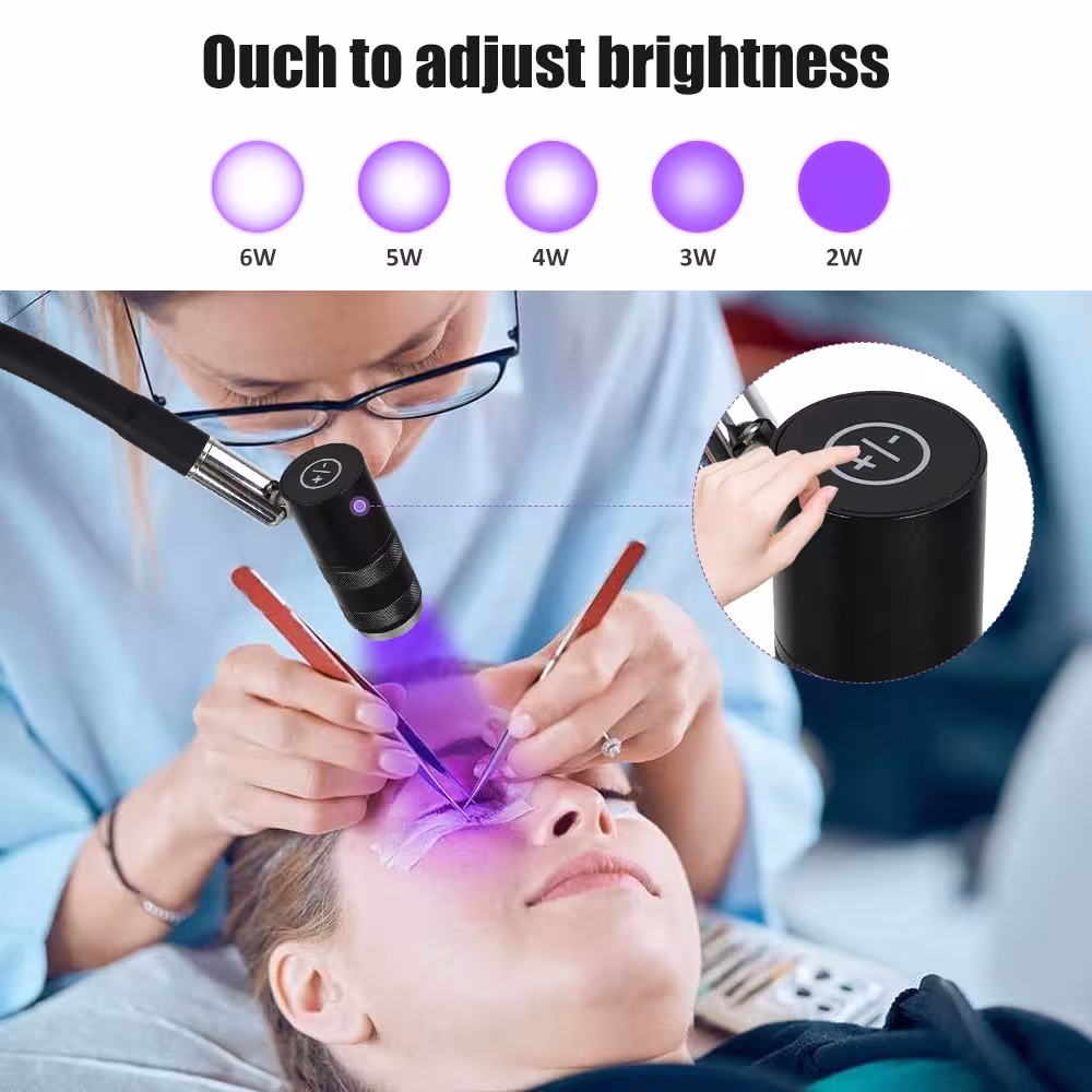 UV blakstienų klijai lempa