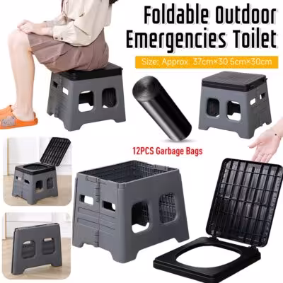 Portable camping toilet for adults and children, easy to fold