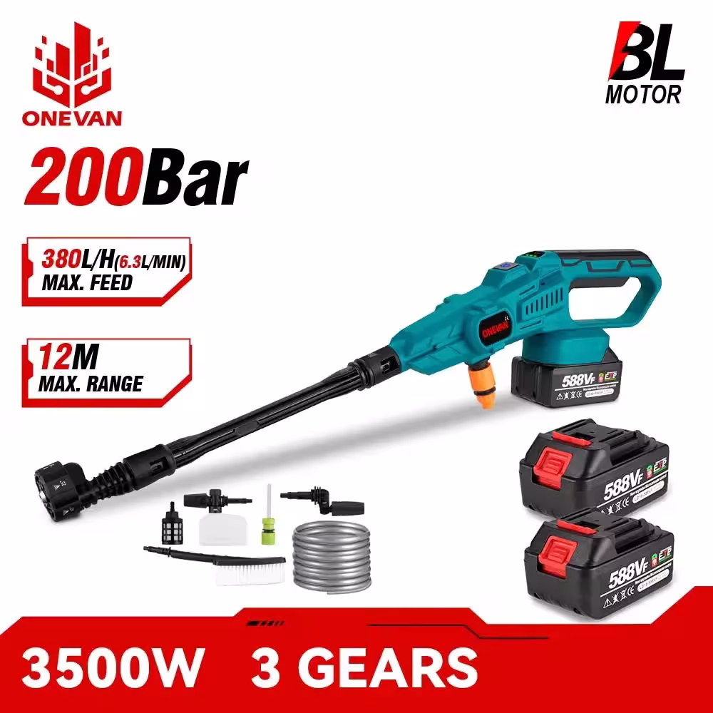 200 Bar Bevielė Elektrinė Skalbimo Pistoleta Automobilių Plovimui 21V 18V 3500W