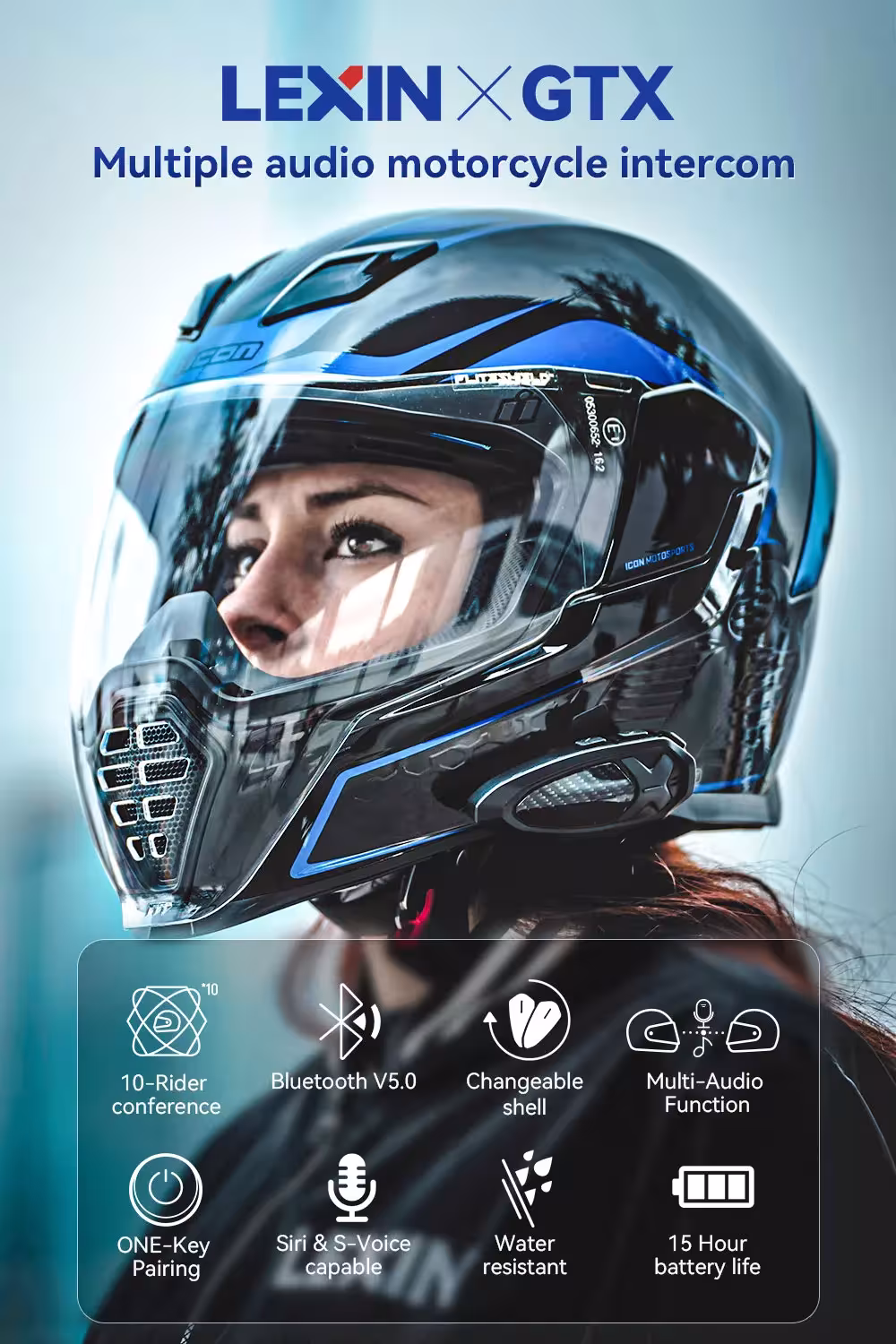 Bluetooth intercom motociklui