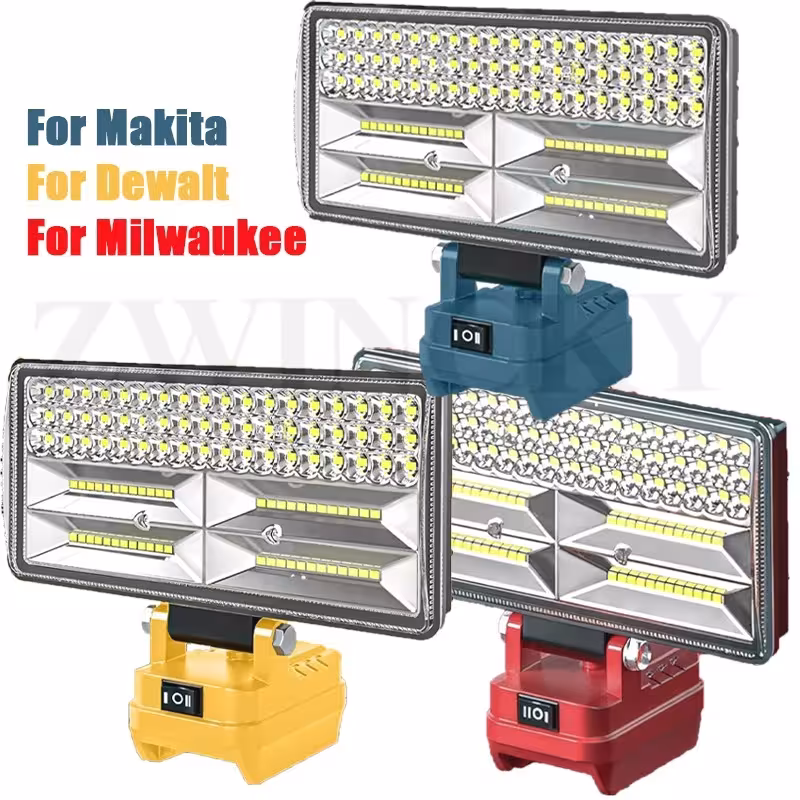 LED darbinis žibintas Makita Milwaukee Dewalt 18V baterijoms nešiojamas