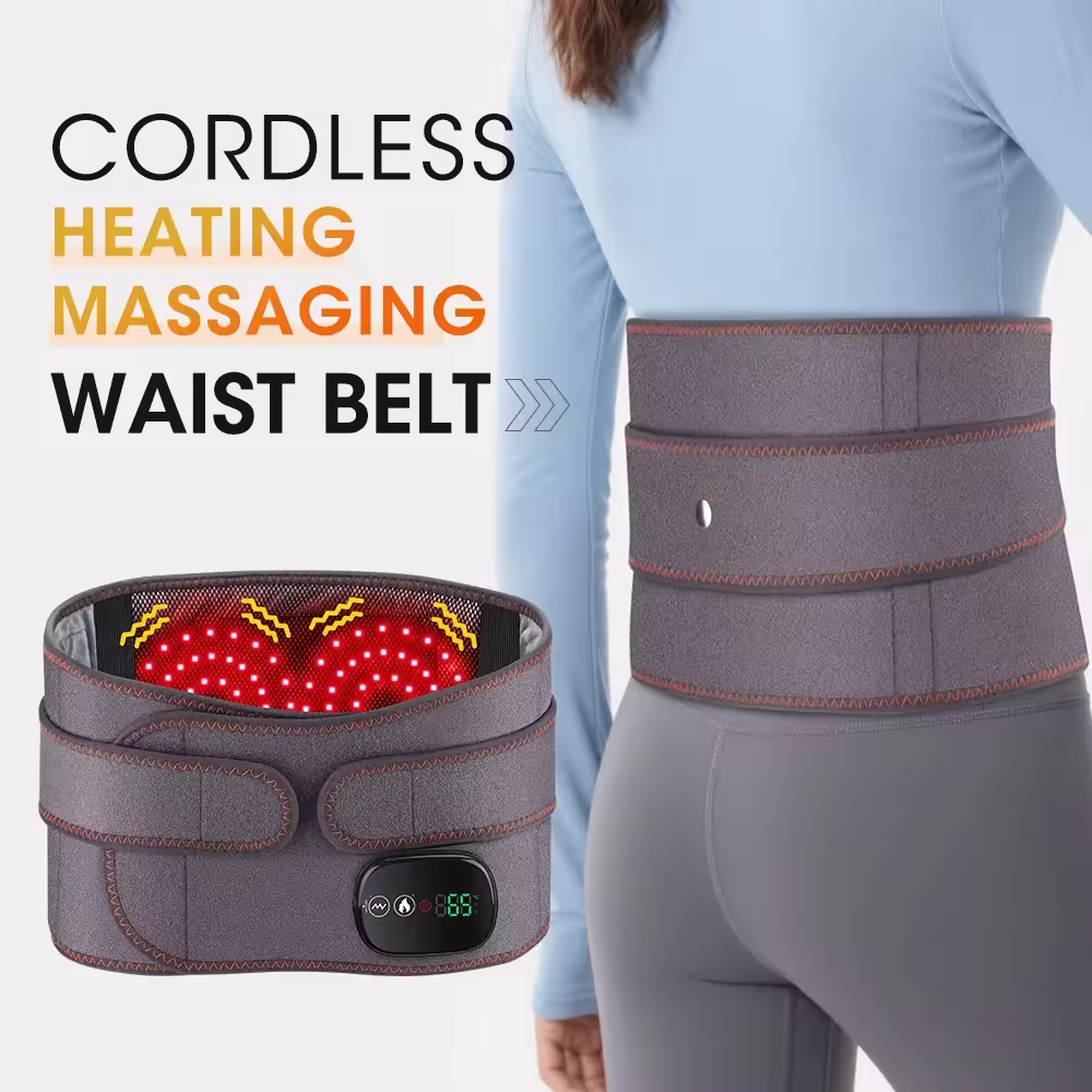 Wireless waist massage belt with vibration and lower back support
